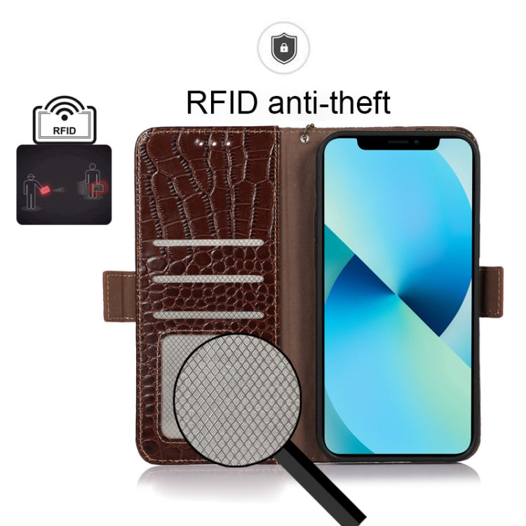 For Kyocera Digno BX2 Crocodile Top Layer Cowhide Leather Phone Case(Brown) - More Brand by PMC TechLife | Online Shopping South Africa | PMC TechLife | Buy Now Pay Later Mobicred
