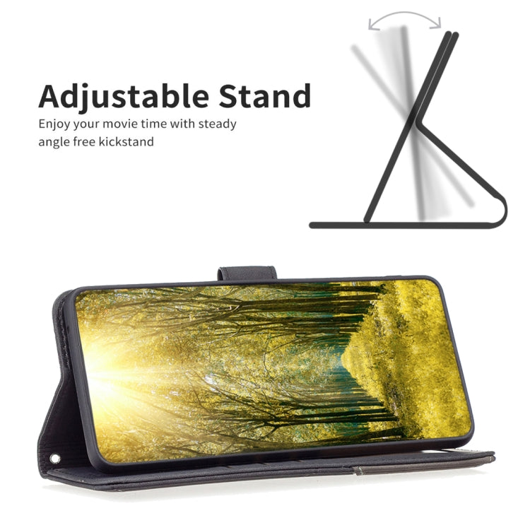 For OPPO Reno7 5G Global BF05 Magnetic Buckle Rhombus Texture Leather Phone Case(Black) - OPPO Cases by PMC TechLife | Online Shopping South Africa | PMC TechLife | Buy Now Pay Later Mobicred