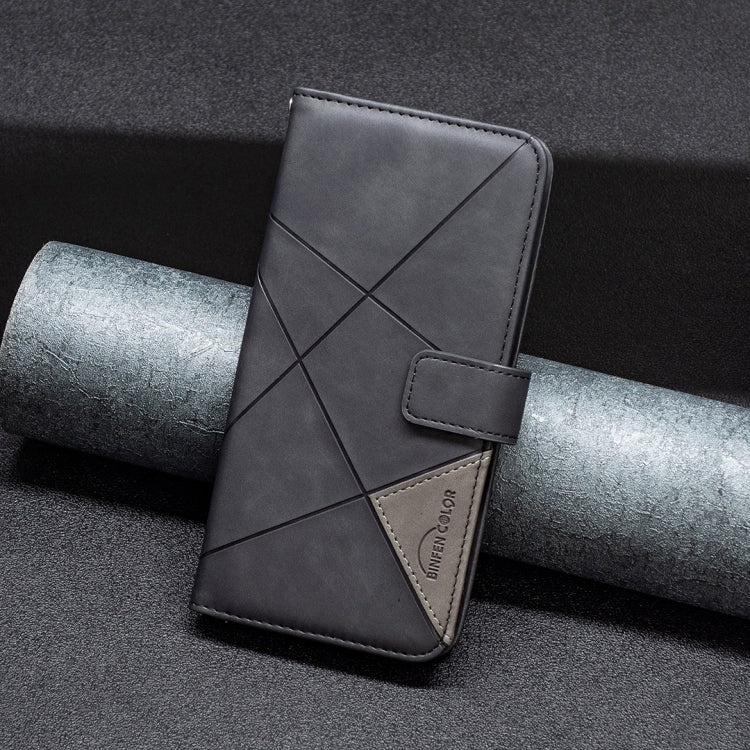 For OPPO Reno7 5G Global BF05 Magnetic Buckle Rhombus Texture Leather Phone Case(Black) - OPPO Cases by PMC TechLife | Online Shopping South Africa | PMC TechLife | Buy Now Pay Later Mobicred