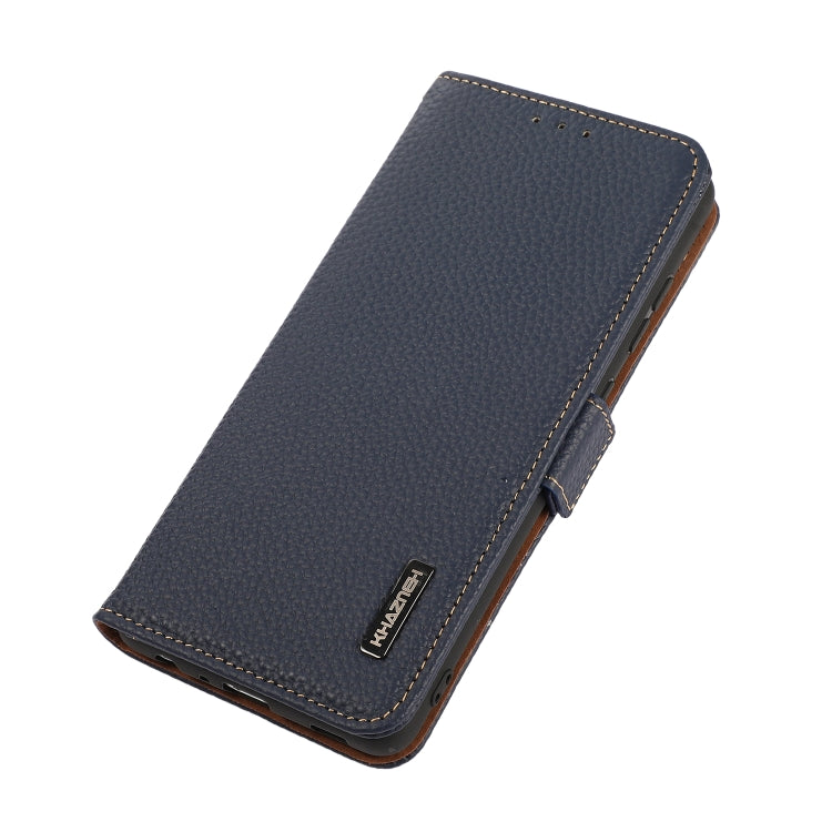 For Honor Magic 4 KHAZNEH Side-Magnetic Litchi Genuine Leather RFID Phone Case(Blue) - Honor Cases by PMC TechLife | Online Shopping South Africa | PMC TechLife | Buy Now Pay Later Mobicred