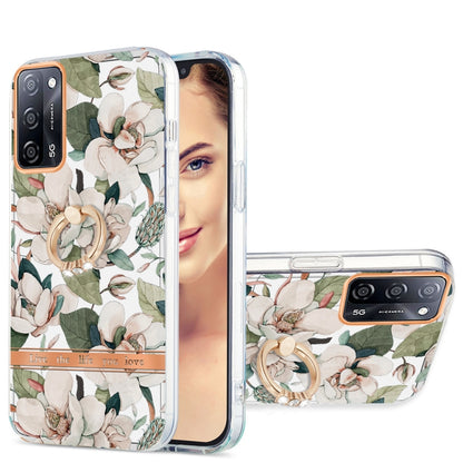For OPPO A55 5G / A54 4G / A53S 5G / A16 / A54S 4G Ring IMD Flowers TPU Phone Case(Green Gardenia) - OPPO Cases by PMC Jewellery | Online Shopping South Africa | PMC Jewellery | Buy Now Pay Later Mobicred