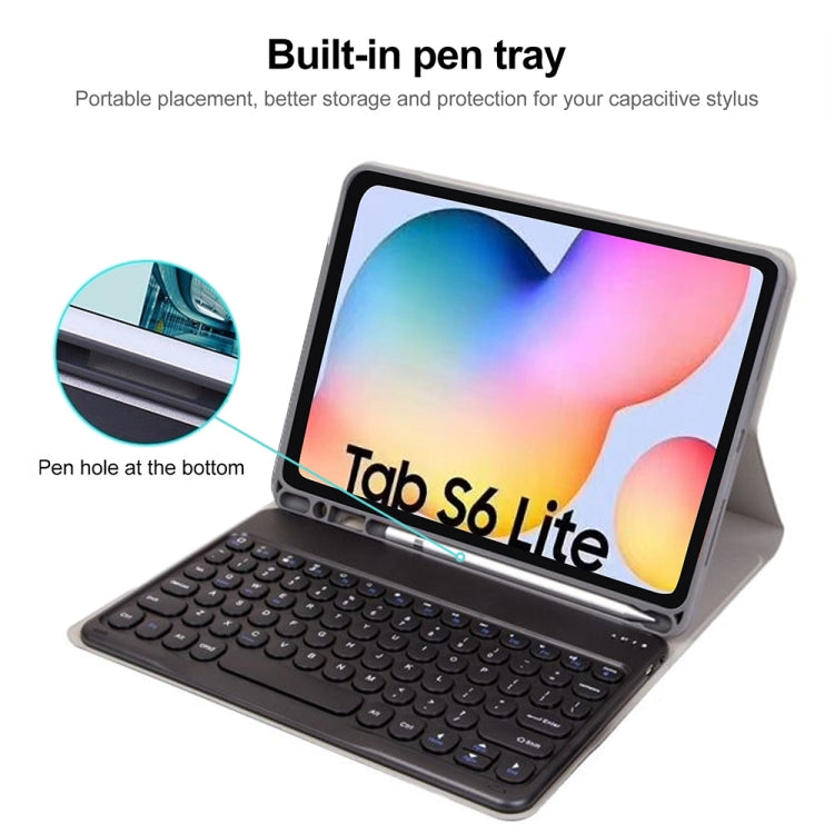 Round Cap Bluetooth Keyboard Leather Case with Pen Slot for Samsung Galaxy Tab S6 Lite, Specification:without Touchpad(Dark Blue+Black Keyboard) - Samsung Keyboard by PMC Jewellery | Online Shopping South Africa | PMC Jewellery