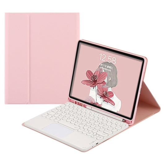 Round Cap Bluetooth Keyboard Leather Case with Pen Slot & Touchpad for Samsung Galaxy Tab S6 Lite(Pink+White Keyboard) - Samsung Keyboard by PMC Jewellery | Online Shopping South Africa | PMC Jewellery