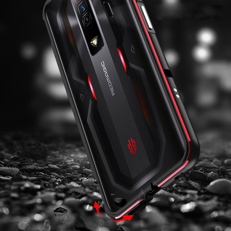 For ZTE nubia Red Magic 7 Pro Aurora Series Metal Frame Phone Case(Black Blue) - ZTE Cases by PMC TechLife | Online Shopping South Africa | PMC TechLife | Buy Now Pay Later Mobicred