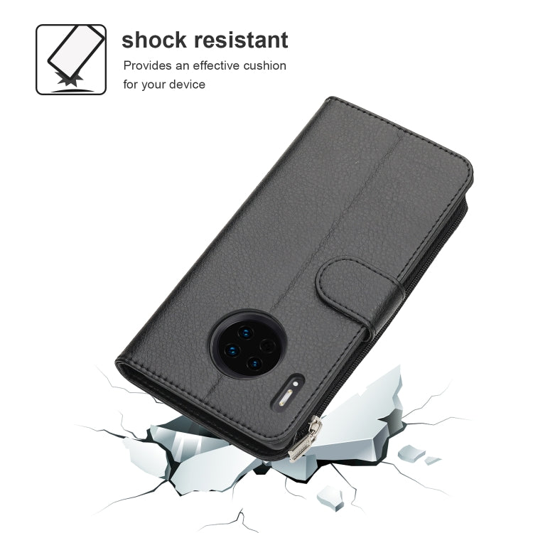 For Huawei Mate 30 Microfiber Zipper Horizontal Flip Leather Case(Black) - Huawei Cases by PMC TechLife | Online Shopping South Africa | PMC TechLife | Buy Now Pay Later Mobicred