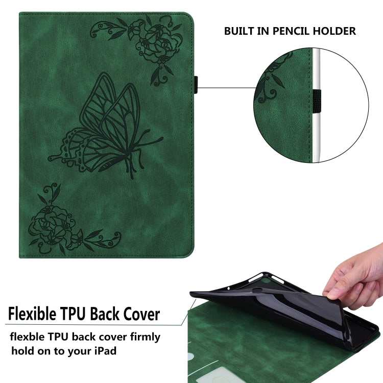 For Realme Pad Butterfly Flower Embossed Leather Tablet Case(Green) - Realme by PMC TechLife | Online Shopping South Africa | PMC TechLife | Buy Now Pay Later Mobicred