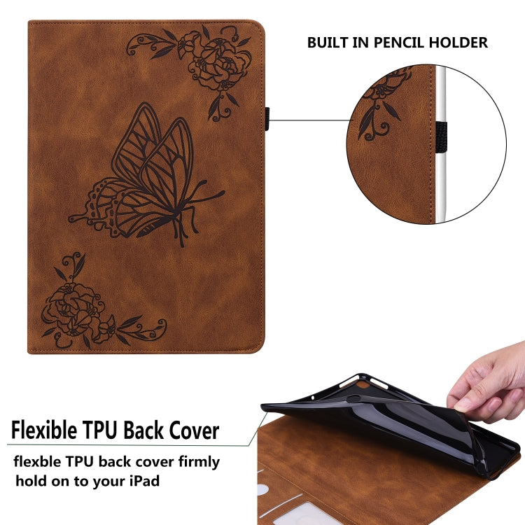 For Realme Pad Butterfly Flower Embossed Leather Tablet Case(Brown) - Realme by PMC TechLife | Online Shopping South Africa | PMC TechLife | Buy Now Pay Later Mobicred