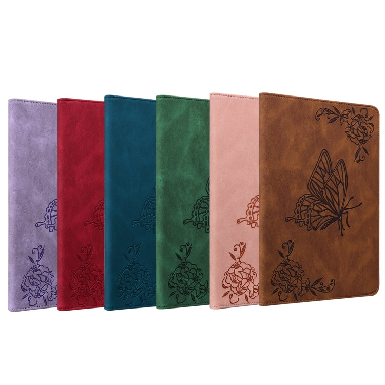 For Realme Pad Butterfly Flower Embossed Leather Tablet Case(Green) - Realme by PMC TechLife | Online Shopping South Africa | PMC TechLife | Buy Now Pay Later Mobicred