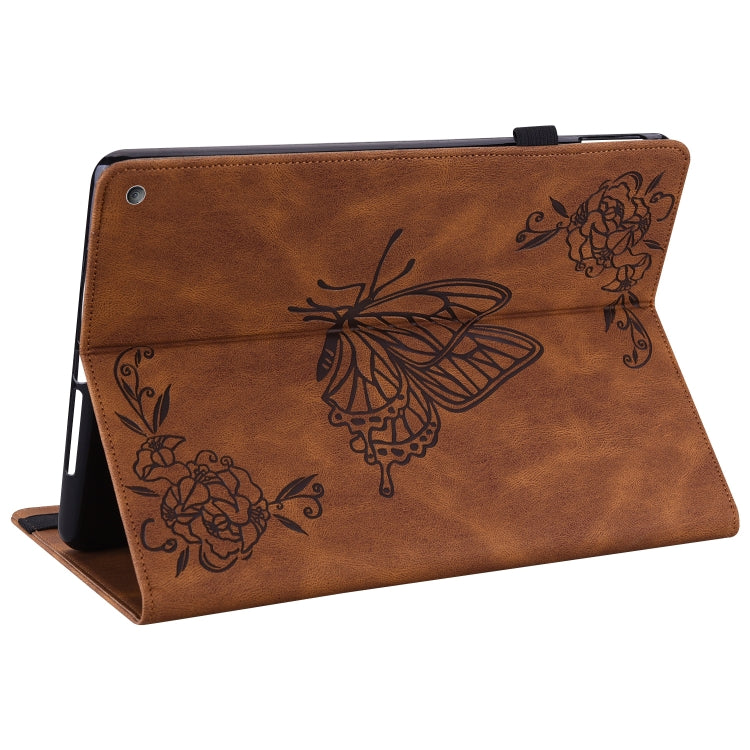 For Amazon Kindle Fire HD 10 2021 / 10 Plus 2021 Butterfly Flower Embossed Leather Tablet Case(Brown) - Amazon by PMC TechLife | Online Shopping South Africa | PMC TechLife | Buy Now Pay Later Mobicred