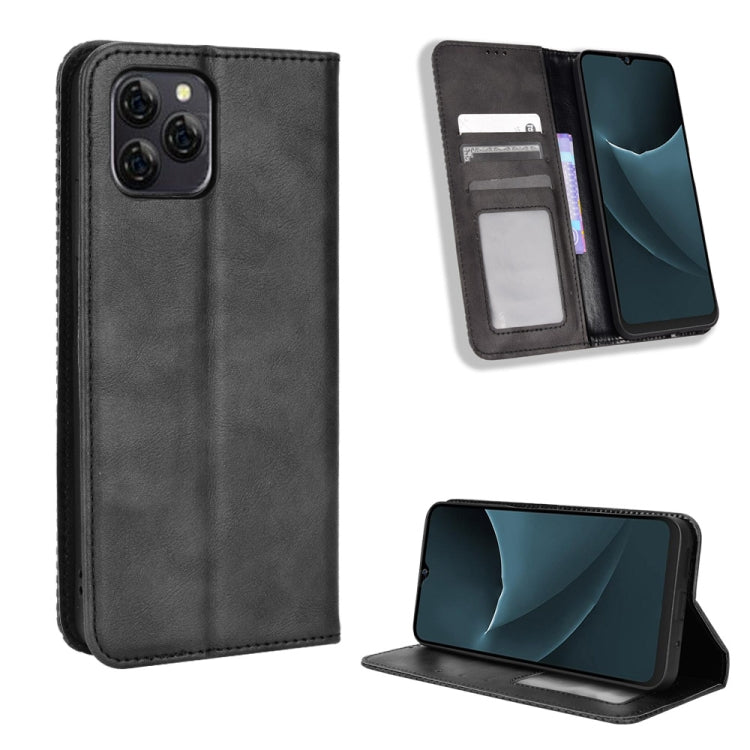 For Blackview A95 Magnetic Buckle Retro Texture Leather Phone Case(Black) - More Brand by PMC Jewellery | Online Shopping South Africa | PMC Jewellery