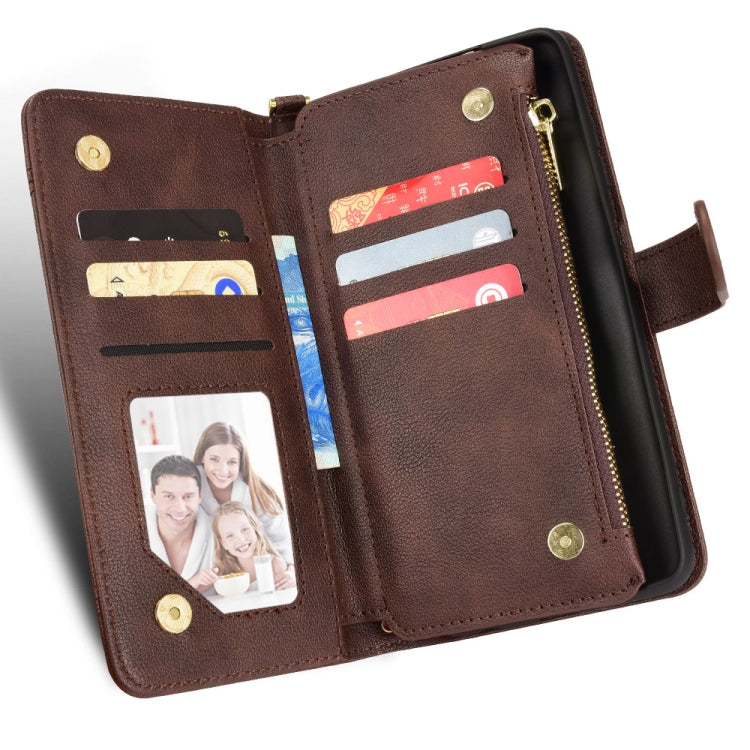 For Doogee S88 Pro / S88 Plus Litchi Texture Zipper Leather Phone Case(Brown) - Doogee Cases by PMC TechLife | Online Shopping South Africa | PMC TechLife | Buy Now Pay Later Mobicred