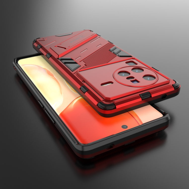 For vivo X80 Pro Punk Armor PC + TPU Phone Case with Holder(Red) - vivo Cases by PMC Jewellery | Online Shopping South Africa | PMC Jewellery