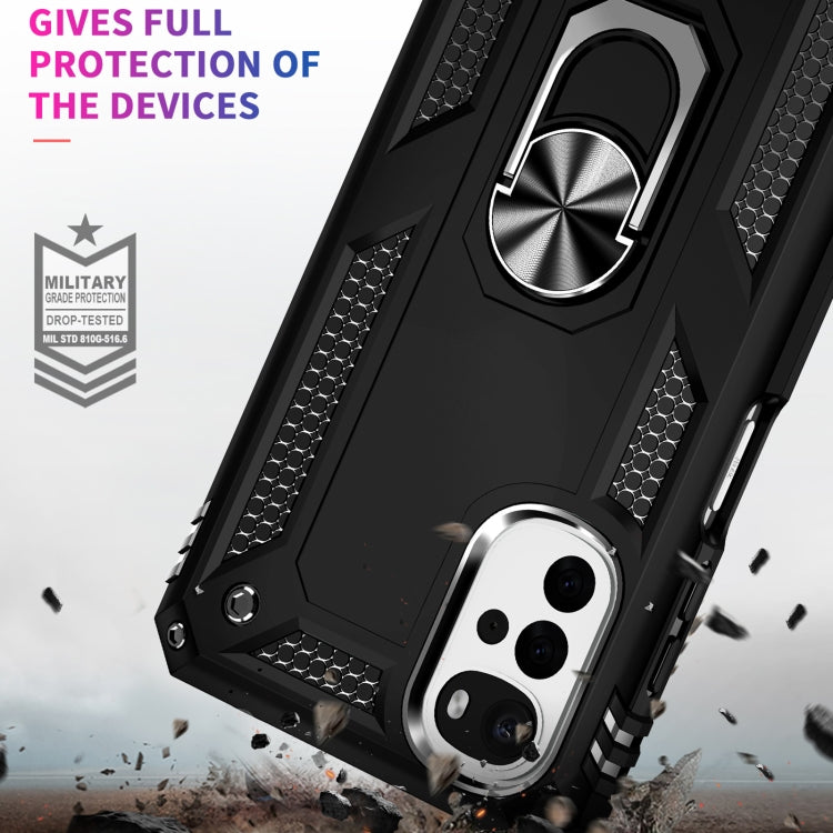 For Motorola Moto G22 Shockproof TPU + PC Holder Phone Case(Black) - Motorola Cases by PMC TechLife | Online Shopping South Africa | PMC TechLife | Buy Now Pay Later Mobicred