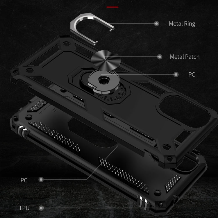 For Motorola Moto G22 Shockproof TPU + PC Holder Phone Case(Black) - Motorola Cases by PMC TechLife | Online Shopping South Africa | PMC TechLife | Buy Now Pay Later Mobicred