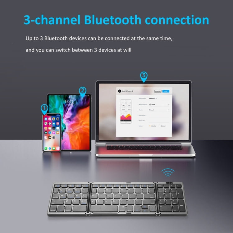 B089T Foldable Bluetooth Keyboard Rechargeable with Touchpad(Grey) - Wireless Keyboard by PMC Jewellery | Online Shopping South Africa | PMC Jewellery | Buy Now Pay Later Mobicred