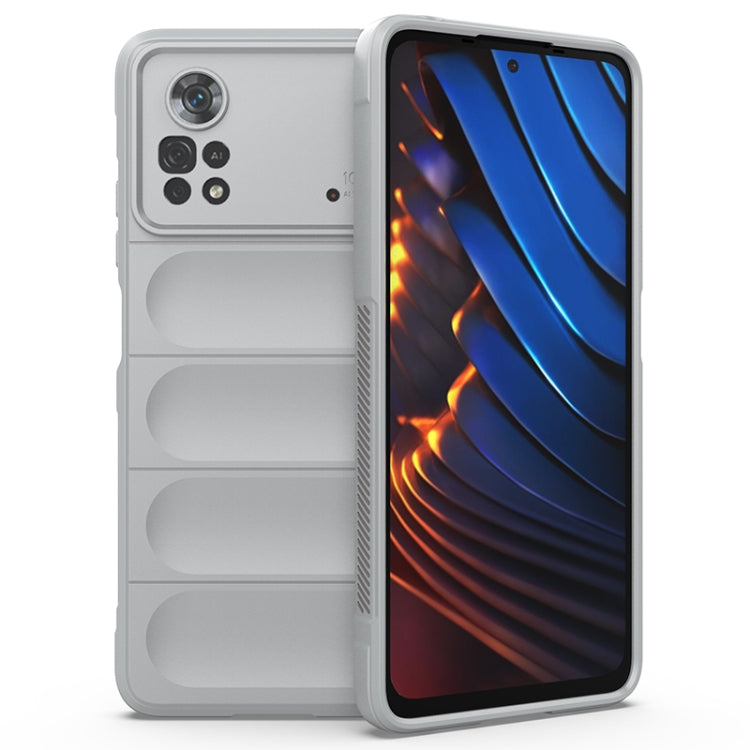For Xiaomi Poco X4 Pro 5G Magic Shield TPU + Flannel Phone Case(Grey) - Xiaomi Cases by PMC TechLife | Online Shopping South Africa | PMC TechLife