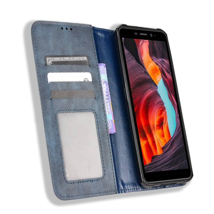 For Ulefone Armor X10 / X10 Pro Magnetic Buckle Retro Texture Leather Phone Case(Blue) - Ulefone Cases by PMC Jewellery | Online Shopping South Africa | PMC Jewellery | Buy Now Pay Later Mobicred