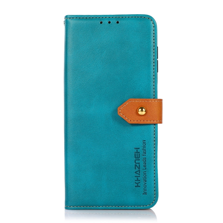 KHAZNEH Dual-color Cowhide Texture Flip Leather Phone Case For iPhone 16 Plus(Blue) - iPhone 16 Plus Cases by PMC Jewellery | Online Shopping South Africa | PMC Jewellery | Buy Now Pay Later Mobicred