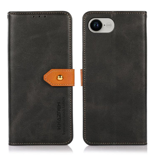 KHAZNEH Dual-color Cowhide Texture Flip Leather Phone Case For iPhone 16e(Black) - iPhone 16e Cases by PMC Jewellery | Online Shopping South Africa | PMC Jewellery | Buy Now Pay Later Mobicred