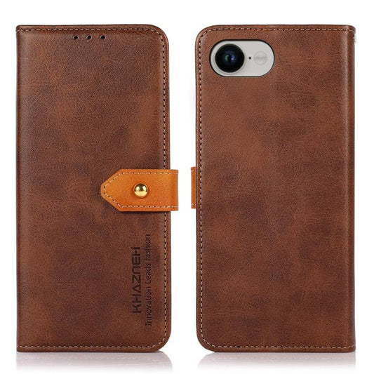 KHAZNEH Dual-color Cowhide Texture Flip Leather Phone Case For iPhone 16e(Brown) - iPhone 16e Cases by PMC Jewellery | Online Shopping South Africa | PMC Jewellery | Buy Now Pay Later Mobicred