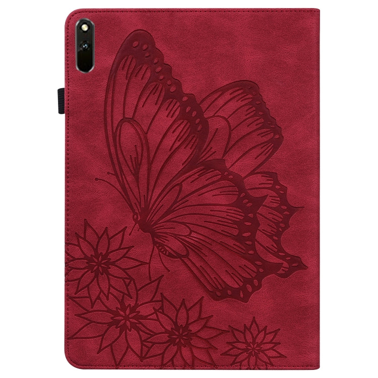 For Huawei MatePad 11 2021 Big Butterfly Embossed Leather Tablet Case(Red) - Huawei by PMC TechLife | Online Shopping South Africa | PMC TechLife | Buy Now Pay Later Mobicred
