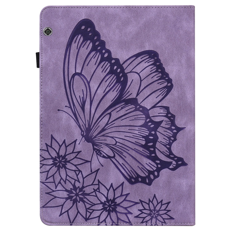 For Huawei MediaPad T5 Big Butterfly Embossed Leather Tablet Case(Purple) - Huawei by PMC TechLife | Online Shopping South Africa | PMC TechLife | Buy Now Pay Later Mobicred
