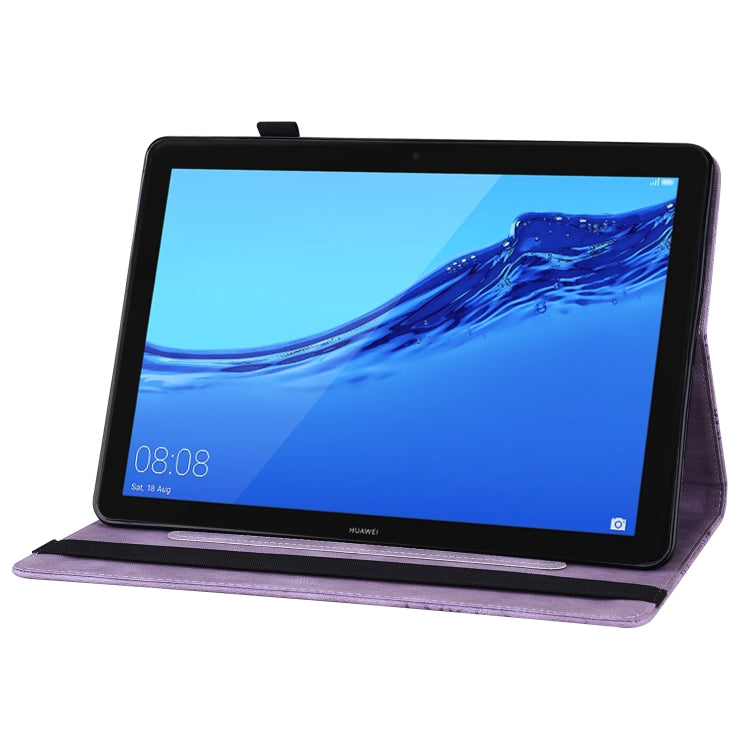 For Huawei MediaPad T5 Big Butterfly Embossed Leather Tablet Case(Purple) - Huawei by PMC TechLife | Online Shopping South Africa | PMC TechLife | Buy Now Pay Later Mobicred