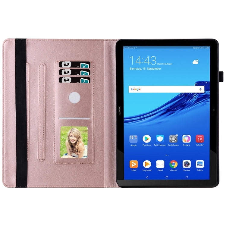 For Huawei MediaPad T5 Big Butterfly Embossed Leather Tablet Case(Rose Gold) - Huawei by PMC TechLife | Online Shopping South Africa | PMC TechLife | Buy Now Pay Later Mobicred