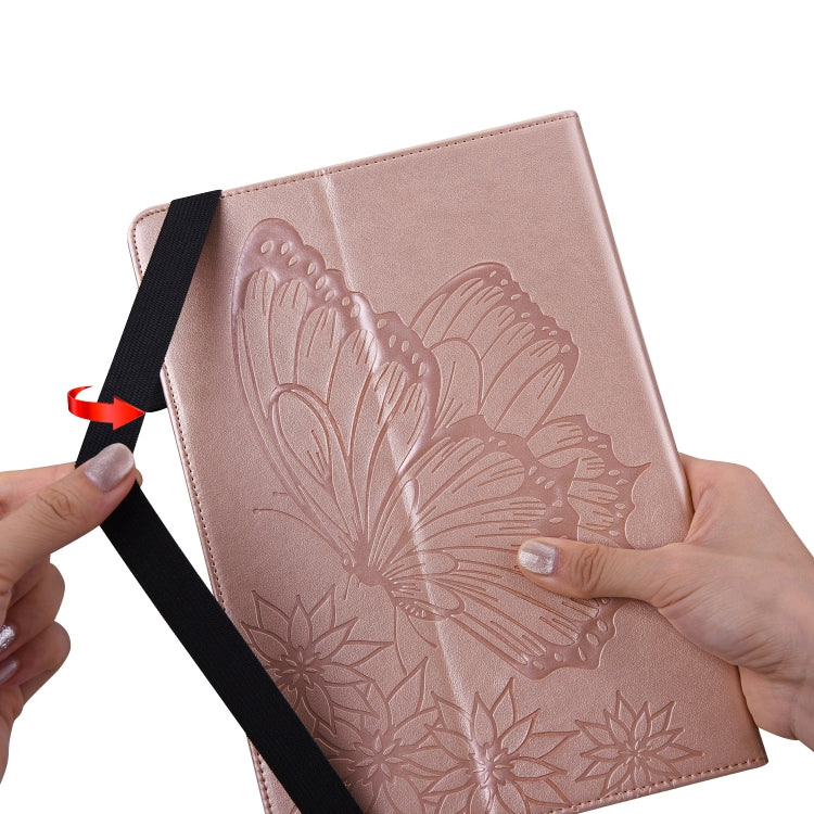For Huawei MediaPad T5 Big Butterfly Embossed Leather Tablet Case(Rose Gold) - Huawei by PMC TechLife | Online Shopping South Africa | PMC TechLife | Buy Now Pay Later Mobicred