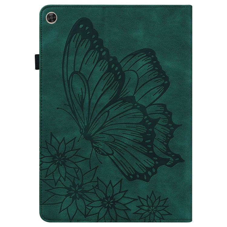 For Huawei MatePad T 10s Big Butterfly Embossed Leather Tablet Case(Green) - Huawei by PMC TechLife | Online Shopping South Africa | PMC TechLife | Buy Now Pay Later Mobicred