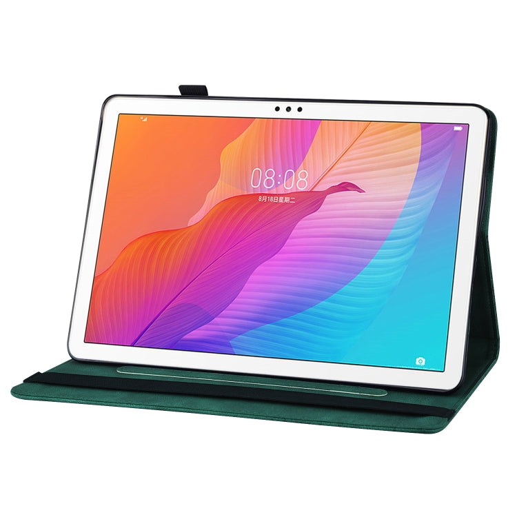 For Huawei MatePad T 10s Big Butterfly Embossed Leather Tablet Case(Green) - Huawei by PMC TechLife | Online Shopping South Africa | PMC TechLife | Buy Now Pay Later Mobicred