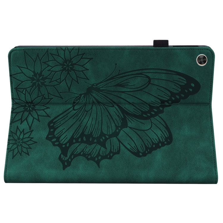 For Huawei MatePad T 10s Big Butterfly Embossed Leather Tablet Case(Green) - Huawei by PMC TechLife | Online Shopping South Africa | PMC TechLife | Buy Now Pay Later Mobicred