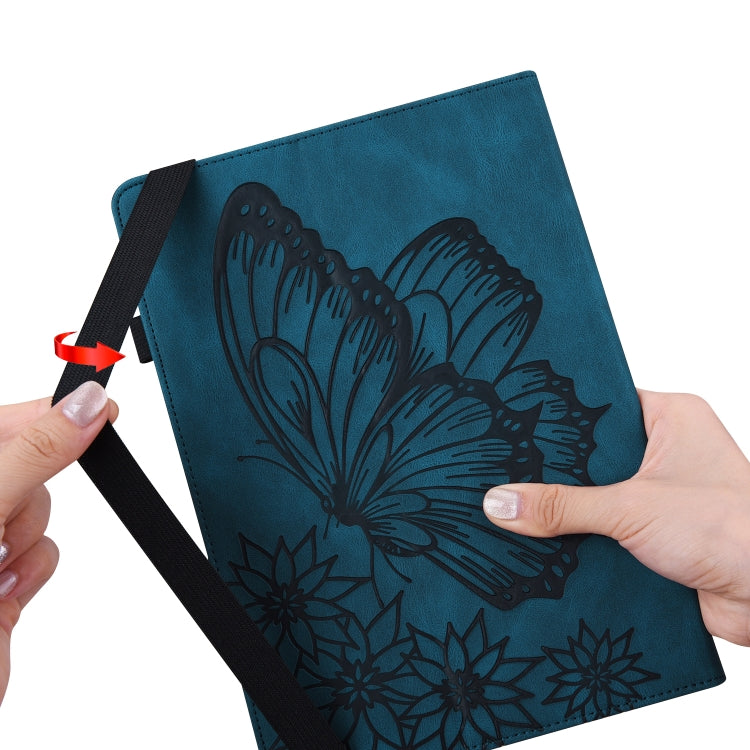 For Huawei MatePad T 10s Big Butterfly Embossed Leather Tablet Case(Blue) - Huawei by PMC TechLife | Online Shopping South Africa | PMC TechLife | Buy Now Pay Later Mobicred