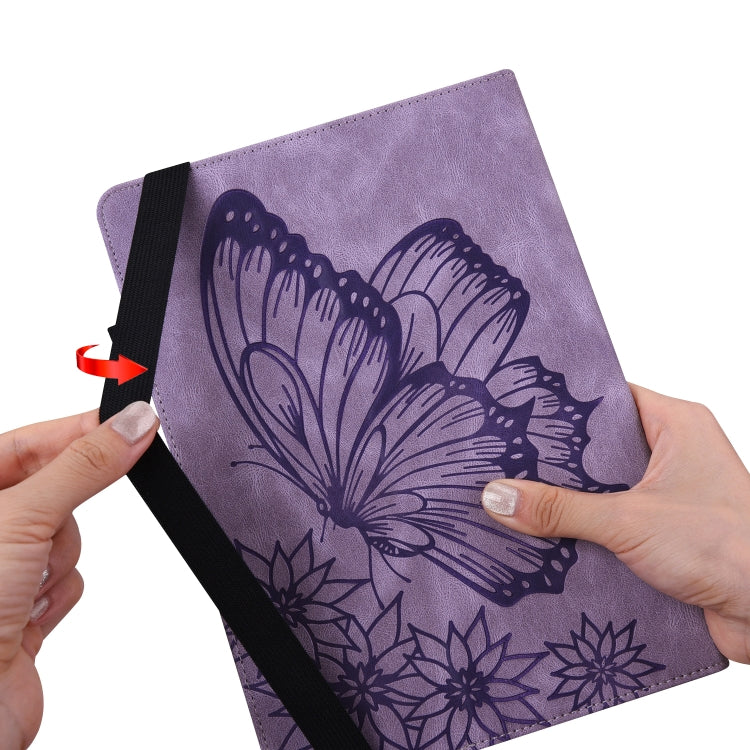 For Huawei MatePad T 10s Big Butterfly Embossed Leather Tablet Case(Purple) - Huawei by PMC TechLife | Online Shopping South Africa | PMC TechLife | Buy Now Pay Later Mobicred