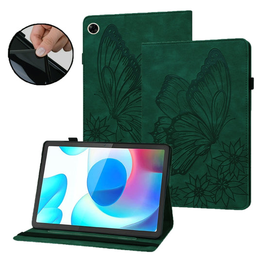 For Realme Pad Big Butterfly Embossed Leather Tablet Case(Green) - Realme by PMC Jewellery | Online Shopping South Africa | PMC Jewellery | Buy Now Pay Later Mobicred