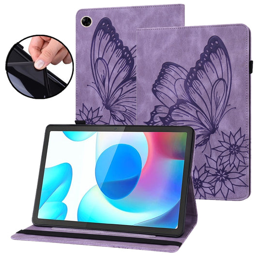 For Realme Pad Big Butterfly Embossed Leather Tablet Case(Purple) - Realme by PMC Jewellery | Online Shopping South Africa | PMC Jewellery | Buy Now Pay Later Mobicred