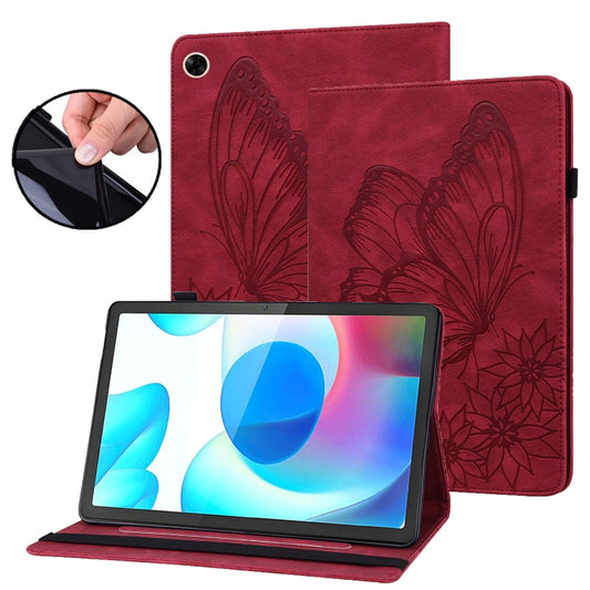 For Realme Pad Big Butterfly Embossed Leather Tablet Case(Red) - Realme by PMC Jewellery | Online Shopping South Africa | PMC Jewellery | Buy Now Pay Later Mobicred