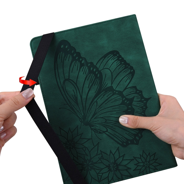 For Lenovo M10 Plus X606F Big Butterfly Embossed Leather Tablet Case(Green) - Lenovo by PMC TechLife | Online Shopping South Africa | PMC TechLife | Buy Now Pay Later Mobicred
