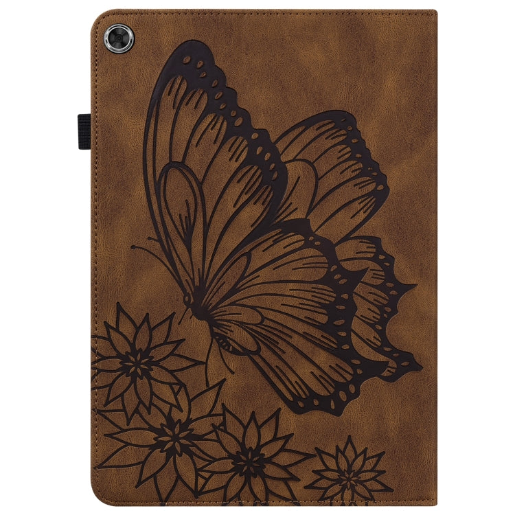 For Lenovo Tab M10 HD 2nd Gen Big Butterfly Embossed Leather Tablet Case(Brown) - Lenovo by PMC TechLife | Online Shopping South Africa | PMC TechLife | Buy Now Pay Later Mobicred