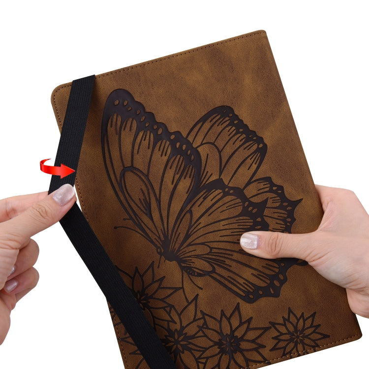 For Lenovo Tab M10 HD 2nd Gen Big Butterfly Embossed Leather Tablet Case(Brown) - Lenovo by PMC TechLife | Online Shopping South Africa | PMC TechLife | Buy Now Pay Later Mobicred