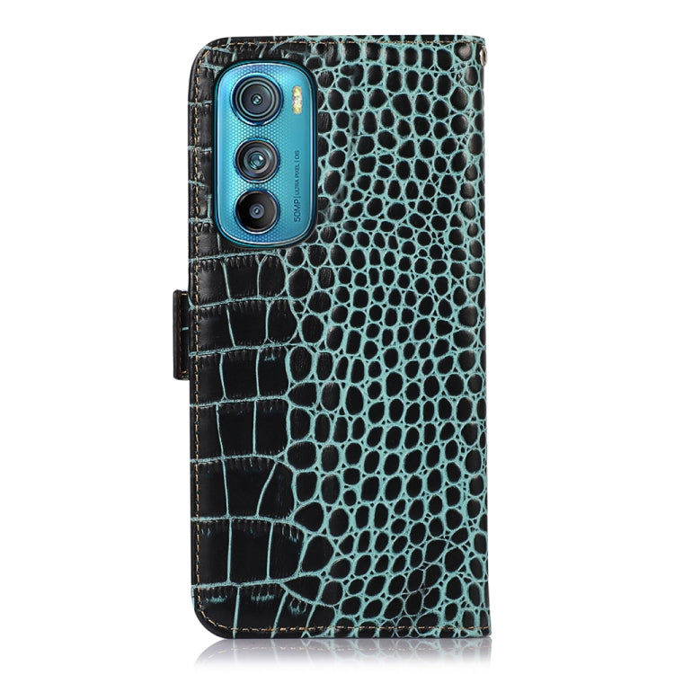 For Motorola Edge 30 5G Crocodile Top Layer Cowhide Leather Phone Case(Green) - Motorola Cases by PMC TechLife | Online Shopping South Africa | PMC TechLife | Buy Now Pay Later Mobicred
