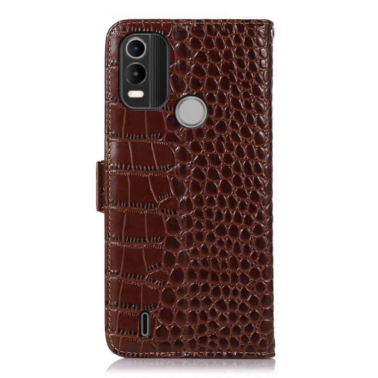 For Nokia C21 Plus Crocodile Top Layer Cowhide Leather Phone Case(Brown) - Nokia Cases by PMC TechLife | Online Shopping South Africa | PMC TechLife | Buy Now Pay Later Mobicred