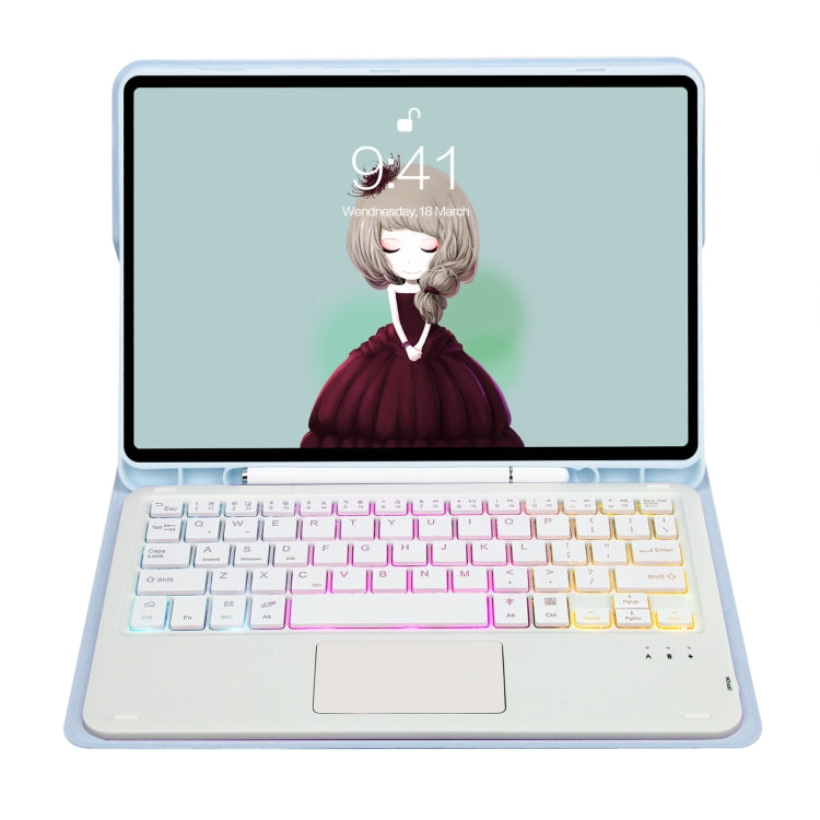 For Samsung Galaxy Tab S8 / S7 A700B-AS Candy Color Backlight Bluetooth Keyboard Leather Tablet Case(White Ice) - Samsung Keyboard by PMC TechLife | Online Shopping South Africa | PMC TechLife