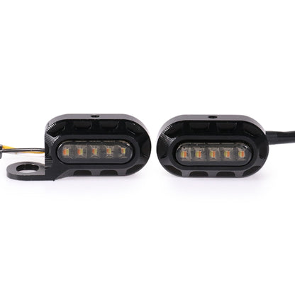 HP-Z058 Motorcycle Modified Rearview Mirror LED Turn Signal Light for Harley Sportsters XL 883 / 1200(Electroplating Black) - Turn Signal by PMC Jewellery | Online Shopping South Africa | PMC Jewellery | Buy Now Pay Later Mobicred