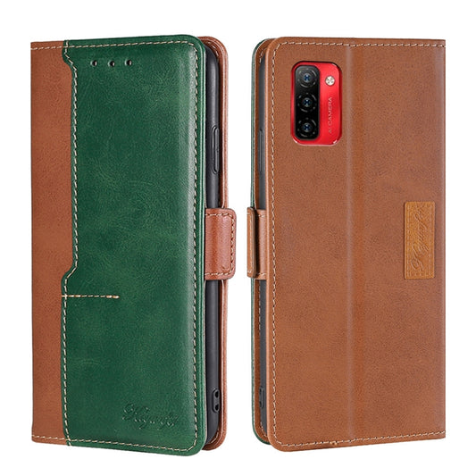 For Ulefone Note 12P Contrast Color Side Buckle Leather Phone Case(Light Brown + Green) - Ulefone Cases by PMC Jewellery | Online Shopping South Africa | PMC Jewellery | Buy Now Pay Later Mobicred