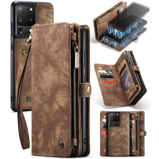 For Galaxy S20 Plus CaseMe Detachable Multifunctional Horizontal Flip Leather Case, with Card Slot & Holder & Zipper Wallet & Photo Frame(Brown) - Galaxy Phone Cases by CaseMe | Online Shopping South Africa | PMC Jewellery | Buy Now Pay Later Mobicred