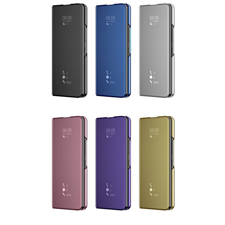 For Samsung Galaxy Z Fold3 Accurate Hole Horizontal Flip Mirror Shockproof Phone Case(Blue) - Galaxy Phone Cases by PMC TechLife | Online Shopping South Africa | PMC TechLife | Buy Now Pay Later Mobicred