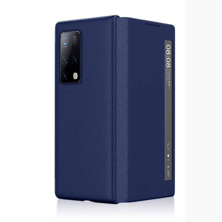 For Huawei Mate X2 Litchi Texture Horizontal Flip Leather Phone Case with Smart Touch Call Display ID(Blue) - Huawei Cases by PMC TechLife | Online Shopping South Africa | PMC TechLife | Buy Now Pay Later Mobicred