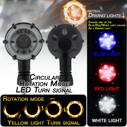 2 PCS PE-ZSD-174 Motorcycle Flashing Rotation Mode LED Two-color Modified Round Turn Signal Light(Yellow + White Light) - Grips by PMC Jewellery | Online Shopping South Africa | PMC Jewellery | Buy Now Pay Later Mobicred