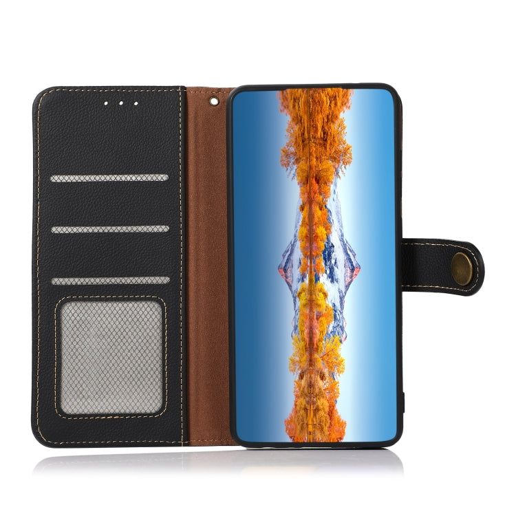 For Motorola Moto G42 KHAZNEH Custer Genuine Leather RFID Phone Case(Black) - Motorola Cases by PMC TechLife | Online Shopping South Africa | PMC TechLife | Buy Now Pay Later Mobicred
